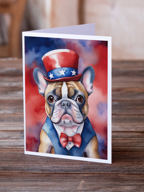 French Bulldog Patriotic American Greeting Cards Pack of 8