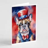 French Bulldog Patriotic American Greeting Cards Pack of 8