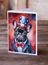 French Bulldog Patriotic American Greeting Cards Pack of 8