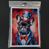 French Bulldog Patriotic American Greeting Cards Pack of 8