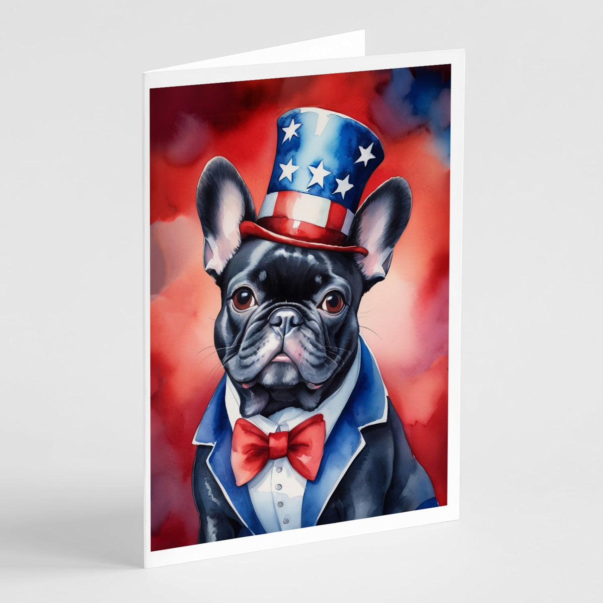 French Bulldog Patriotic American Greeting Cards Pack of 8