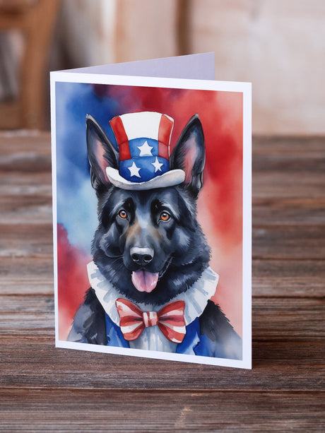 German Shepherd Patriotic American Greeting Cards Pack of 8