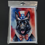 German Shepherd Patriotic American Greeting Cards Pack of 8