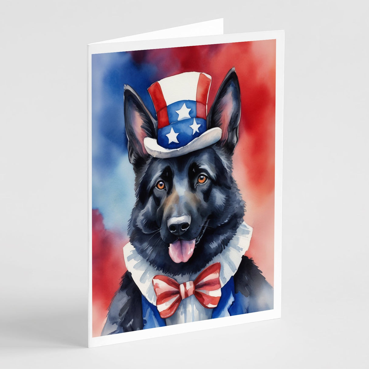 German Shepherd Patriotic American Greeting Cards Pack of 8