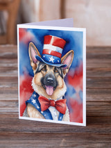 German Shepherd Patriotic American Greeting Cards Pack of 8