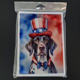 German Shorthaired Pointer Patriotic American Greeting Cards Pack of 8