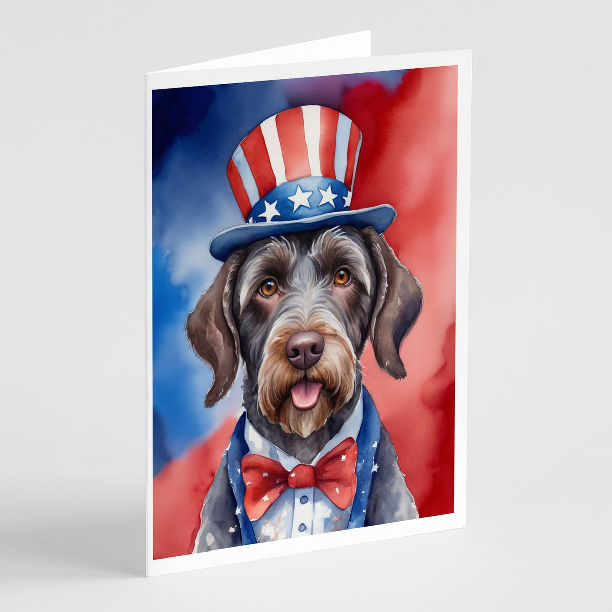 German Wirehaired Pointer Patriotic American Greeting Cards Pack of 8