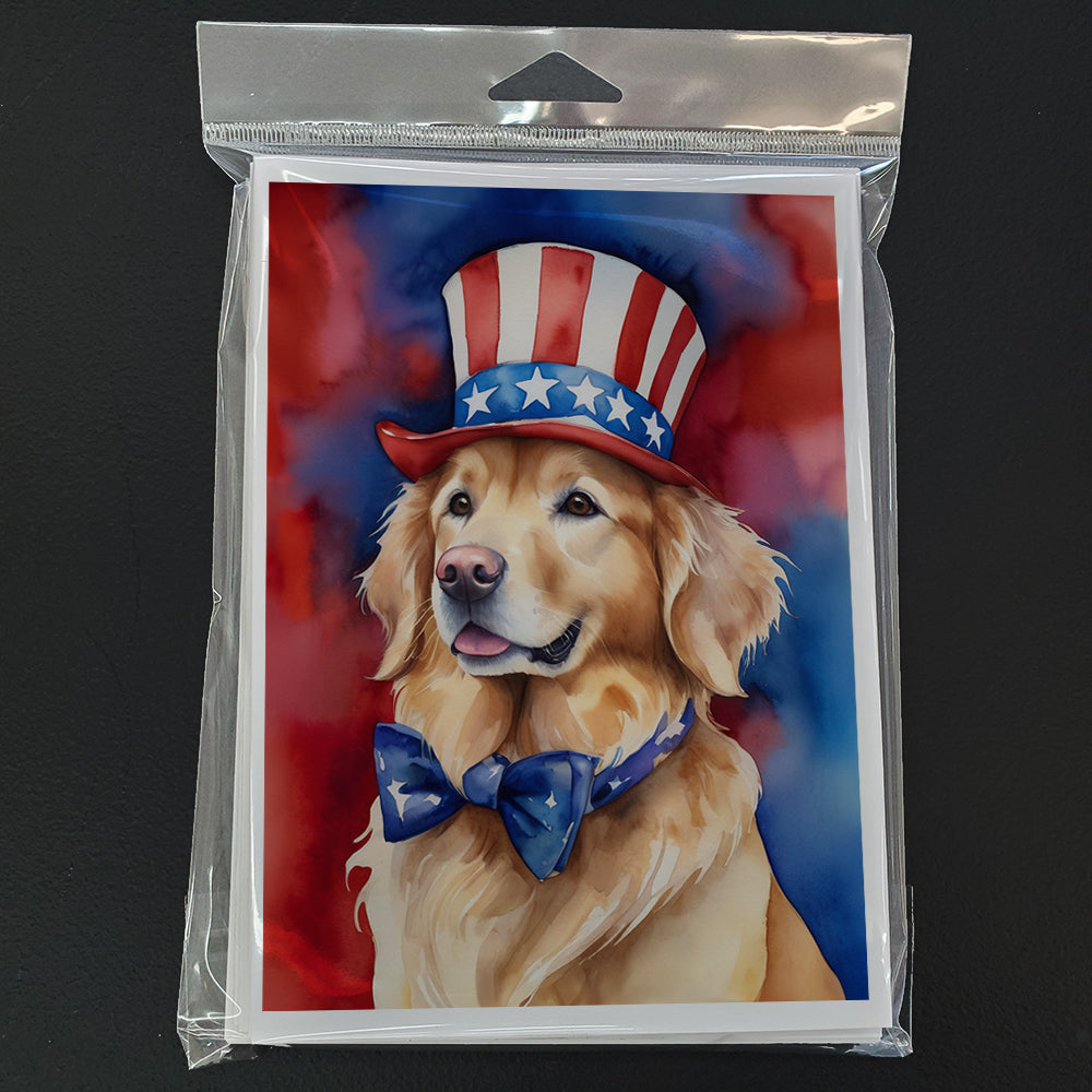 Golden Retriever Patriotic American Greeting Cards Pack of 8