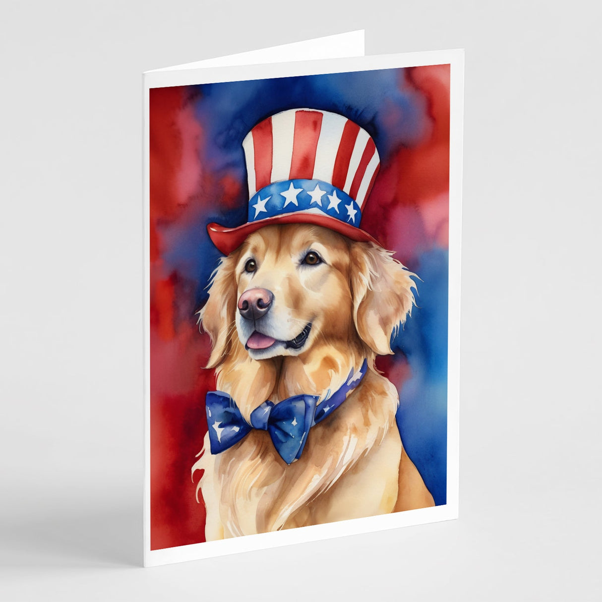 Golden Retriever Patriotic American Greeting Cards Pack of 8