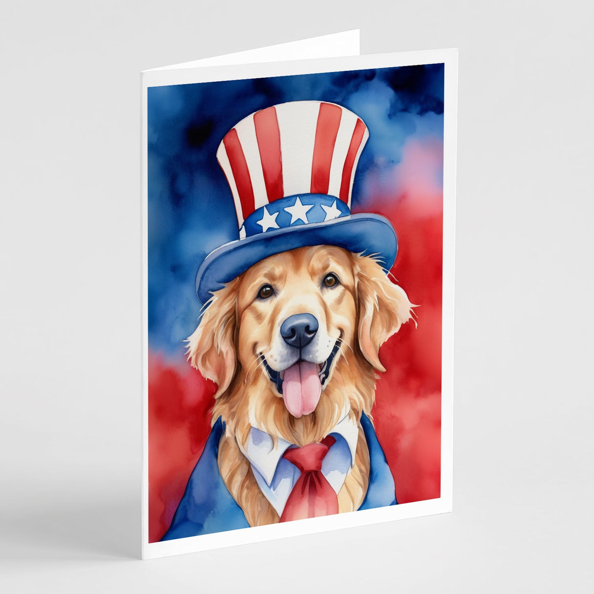 Golden Retriever Patriotic American Greeting Cards Pack of 8