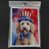 Goldendoodle Patriotic American Greeting Cards Pack of 8