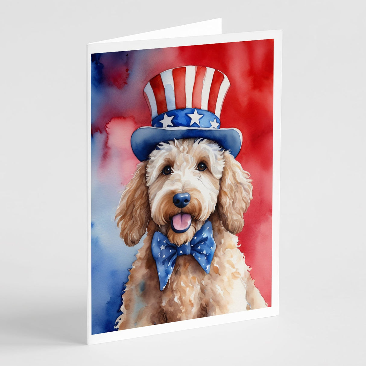 Goldendoodle Patriotic American Greeting Cards Pack of 8