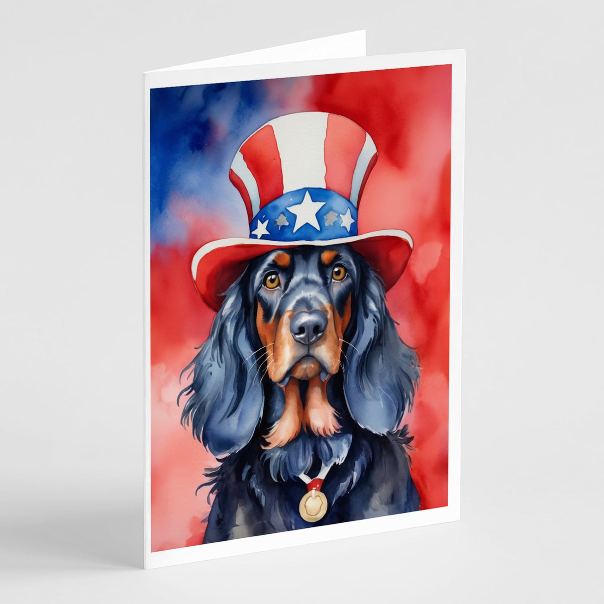 Gordon Setter Patriotic American Greeting Cards Pack of 8