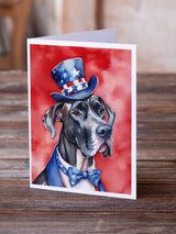 Great Dane Patriotic American Greeting Cards Pack of 8