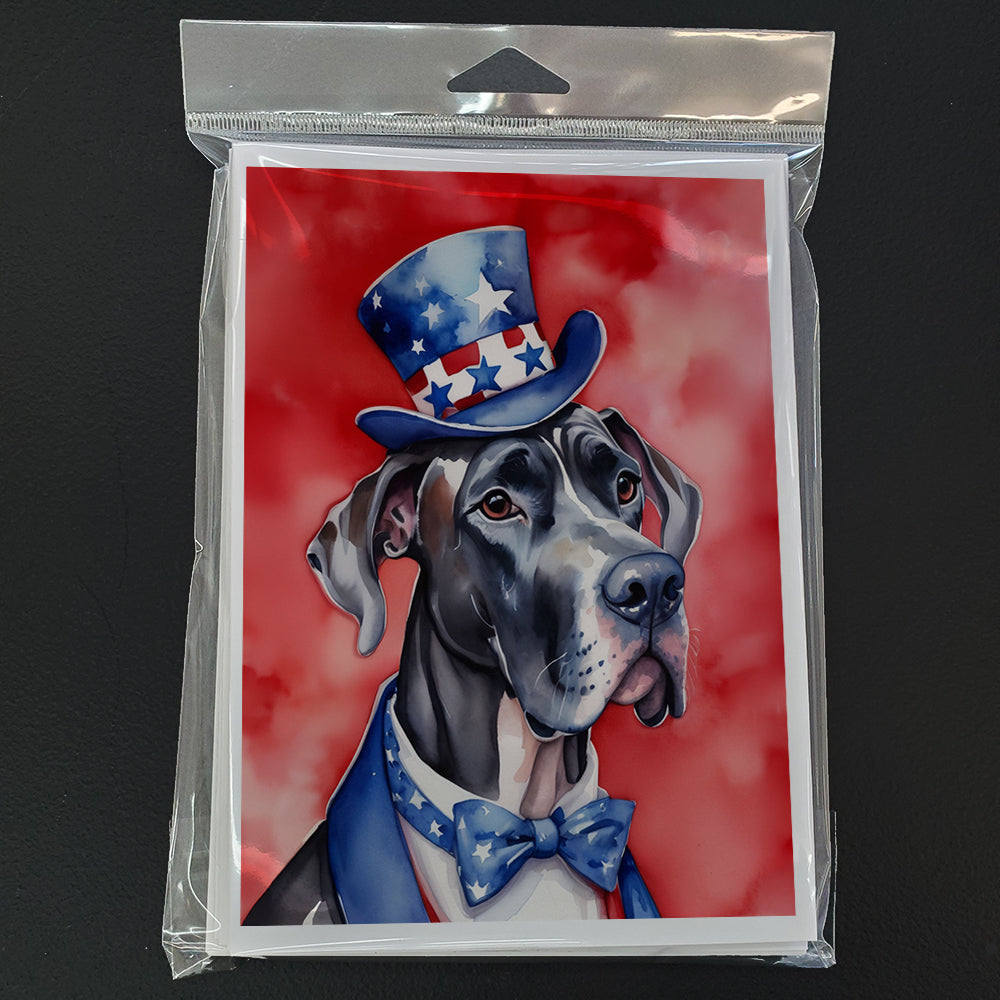 Great Dane Patriotic American Greeting Cards Pack of 8