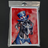 Great Dane Patriotic American Greeting Cards Pack of 8