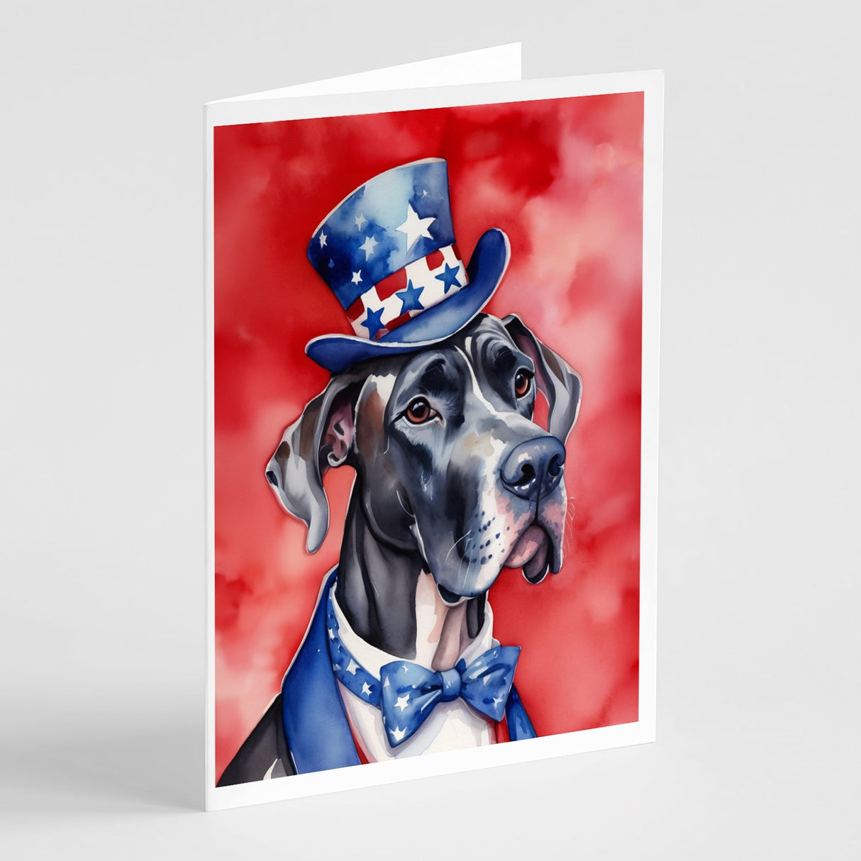 Great Dane Patriotic American Greeting Cards Pack of 8