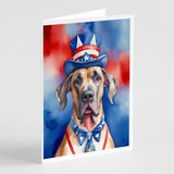 Great Dane Patriotic American Greeting Cards Pack of 8