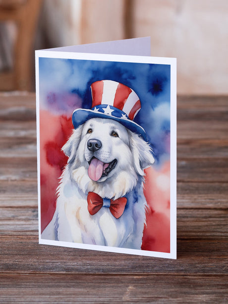 Great Pyrenees Patriotic American Greeting Cards Pack of 8