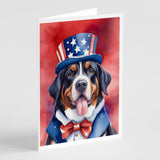 Greater Swiss Mountain Dog Patriotic American Greeting Cards Pack of 8