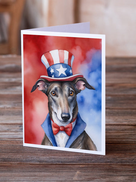 Greyhound Patriotic American Greeting Cards Pack of 8