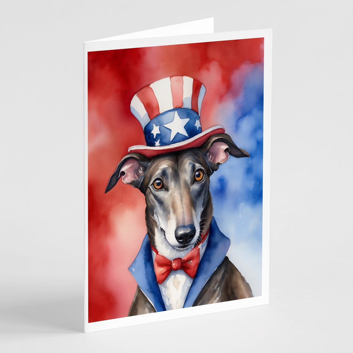 Greyhound Patriotic American Greeting Cards Pack of 8