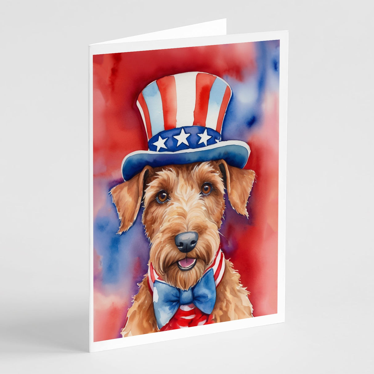 Irish Terrier Patriotic American Greeting Cards Pack of 8