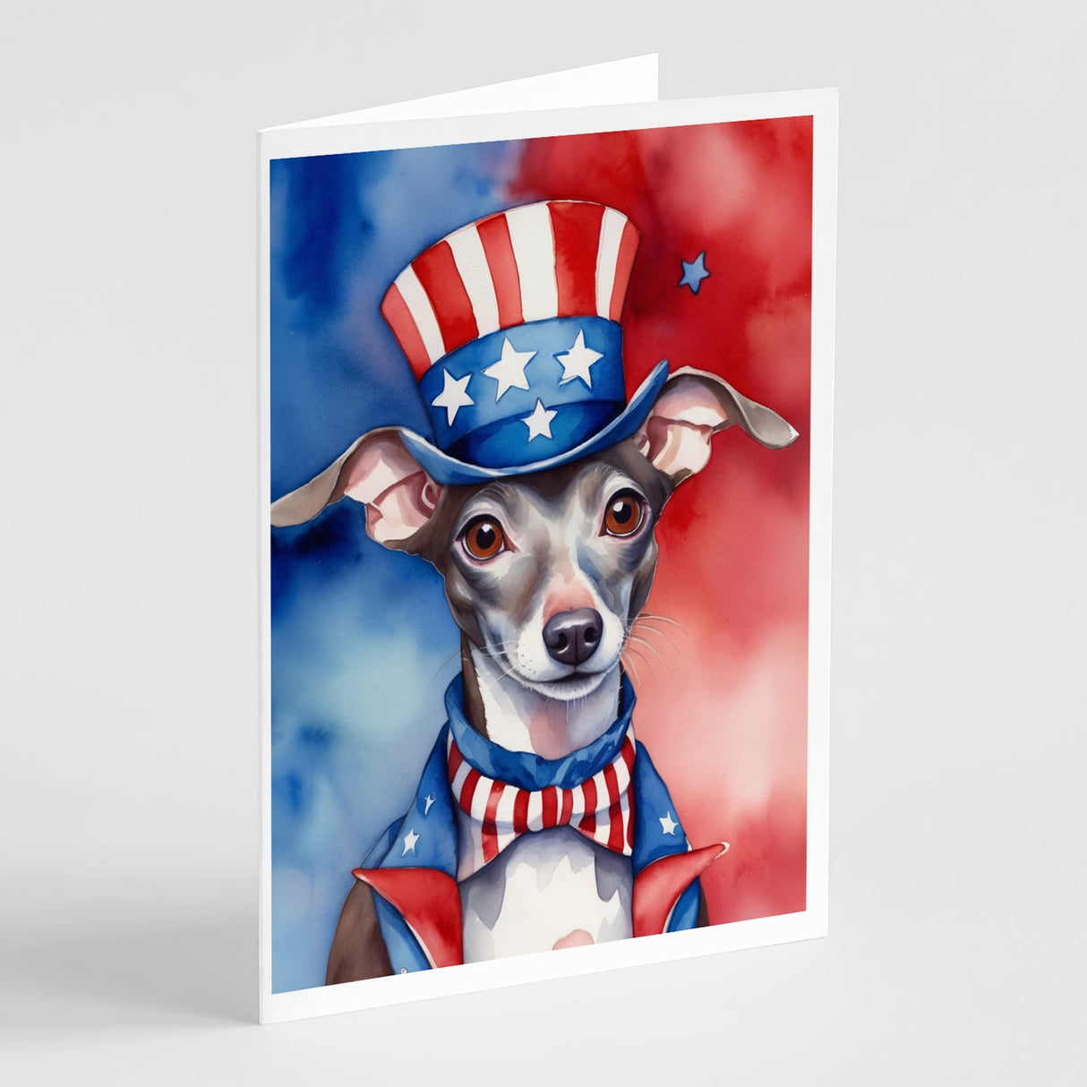 Italian Greyhound Patriotic American Greeting Cards Pack of 8