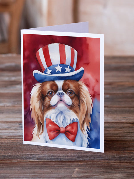 Japanese Chin Patriotic American Greeting Cards Pack of 8