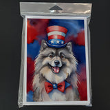 Keeshond Patriotic American Greeting Cards Pack of 8