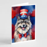 Keeshond Patriotic American Greeting Cards Pack of 8