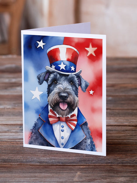 Kerry Blue Terrier Patriotic American Greeting Cards Pack of 8