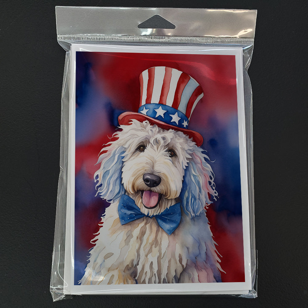 Komondor Patriotic American Greeting Cards Pack of 8