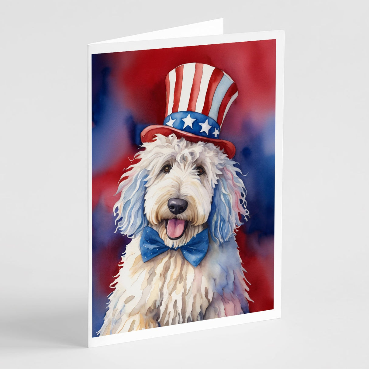 Komondor Patriotic American Greeting Cards Pack of 8