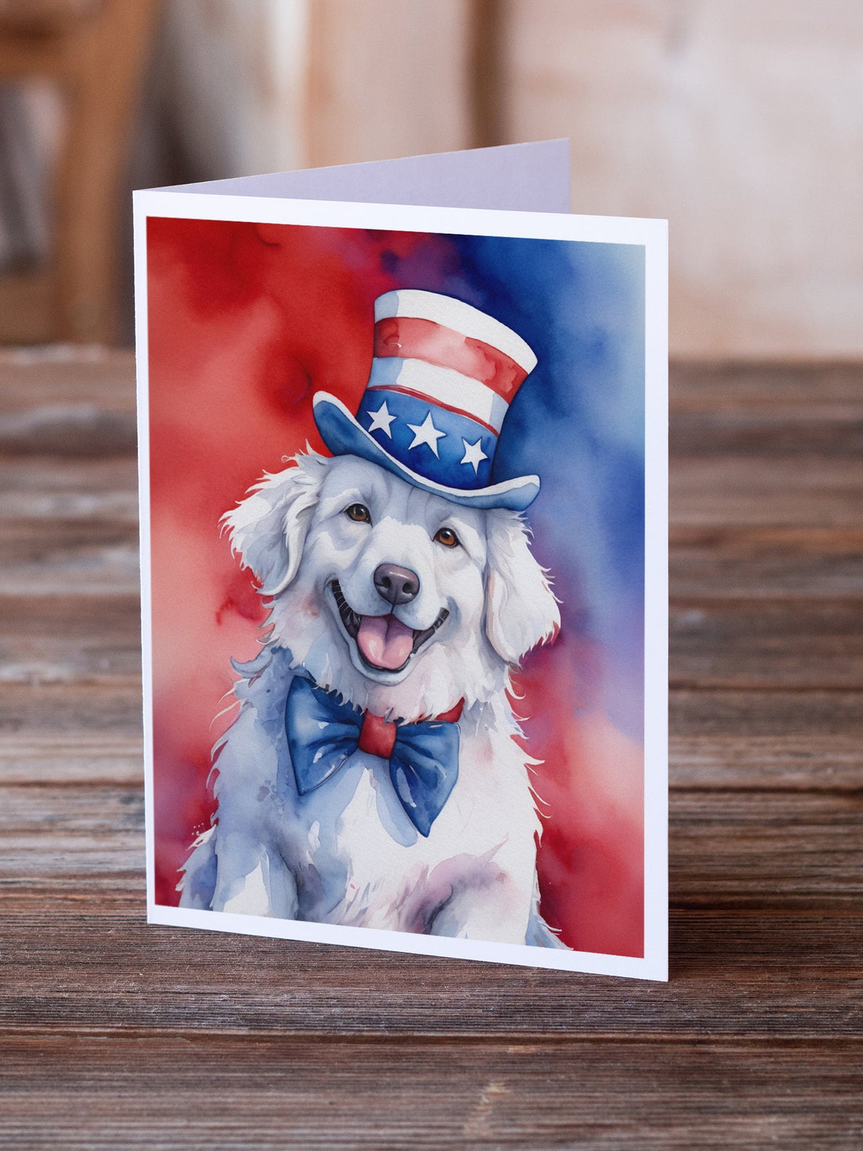 Kuvasz Patriotic American Greeting Cards Pack of 8