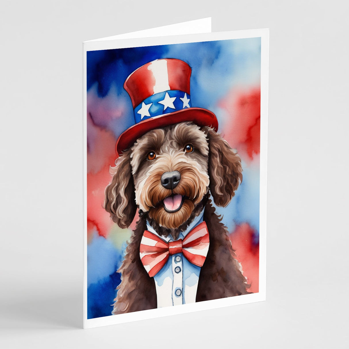 Labradoodle Patriotic American Greeting Cards Pack of 8