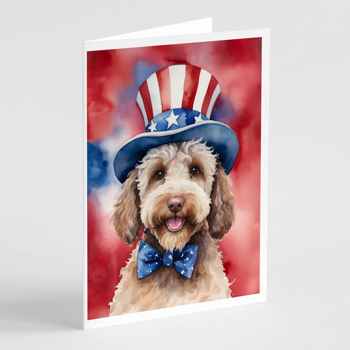 Labradoodle Patriotic American Greeting Cards Pack of 8