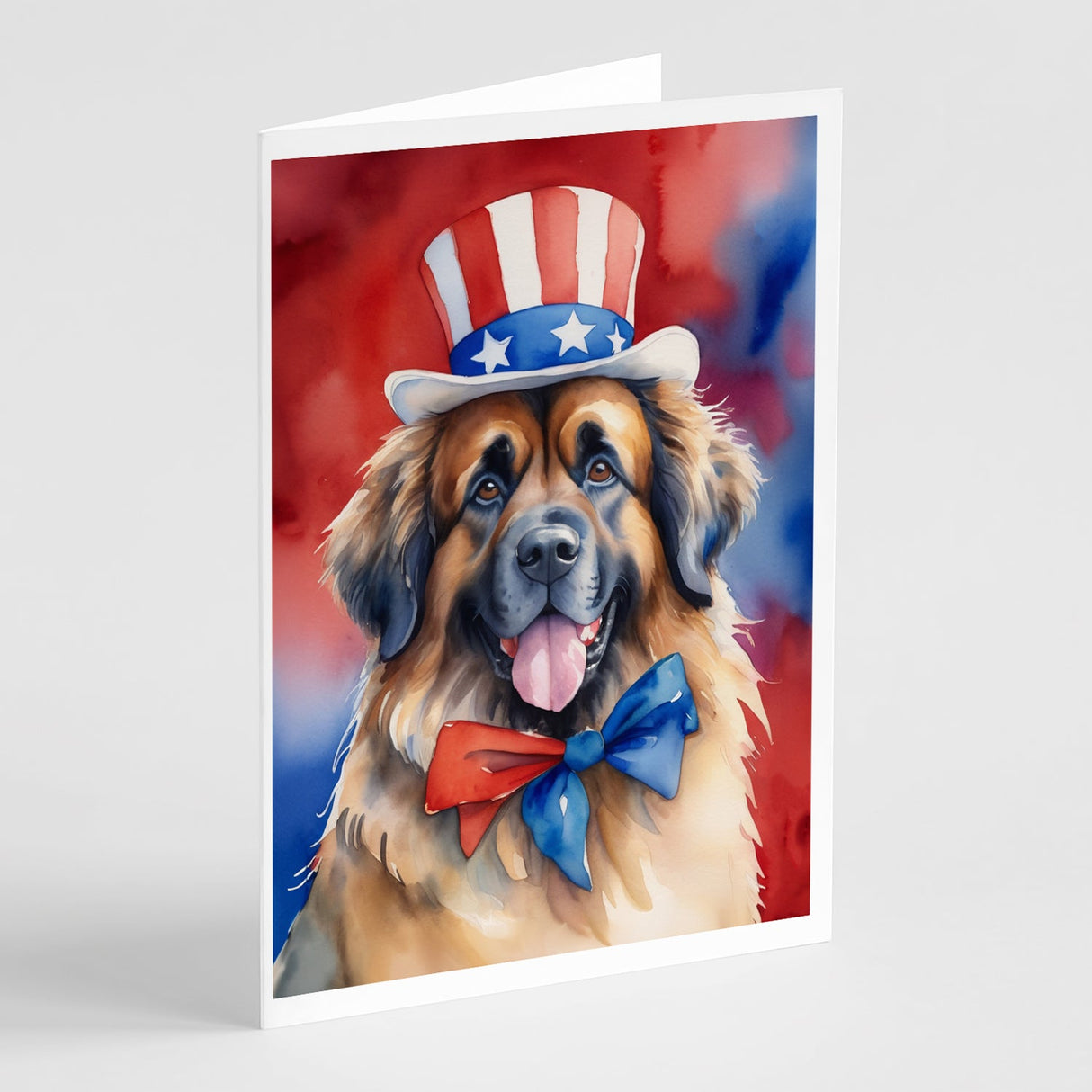 Leonberger Patriotic American Greeting Cards Pack of 8