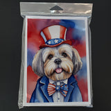 Lhasa Apso Patriotic American Greeting Cards Pack of 8