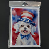 Maltese Patriotic American Greeting Cards Pack of 8