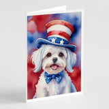 Maltese Patriotic American Greeting Cards Pack of 8