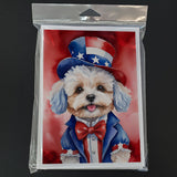 Maltipoo Patriotic American Greeting Cards Pack of 8