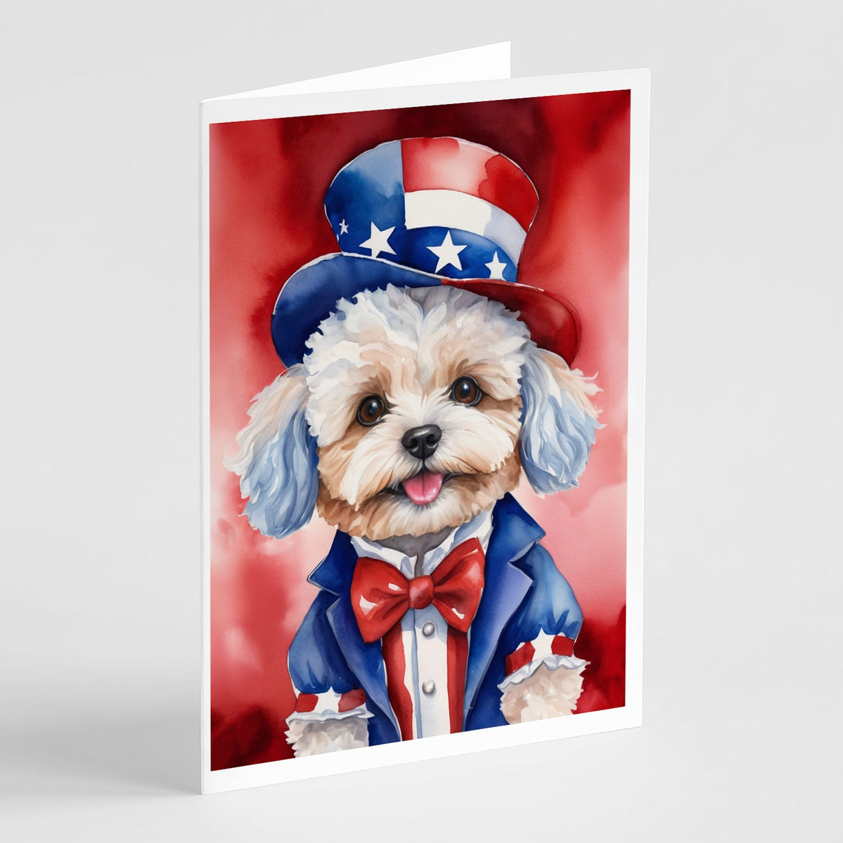 Maltipoo Patriotic American Greeting Cards Pack of 8