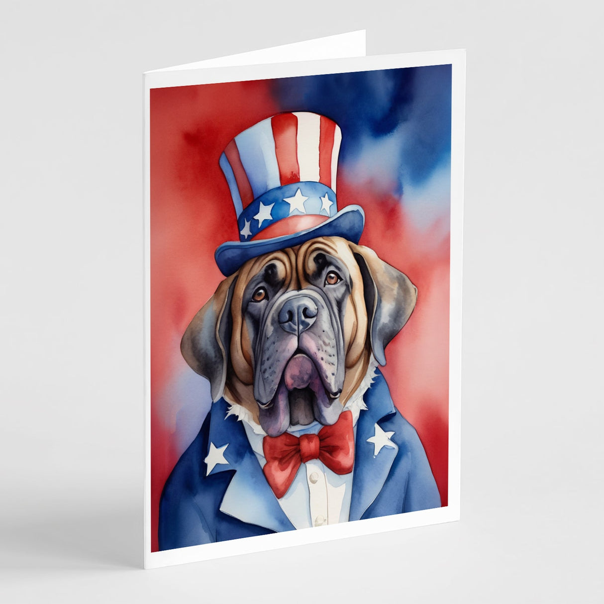 Mastiff Patriotic American Greeting Cards Pack of 8