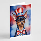 Miniature Pinscher Patriotic American Greeting Cards Pack of 8