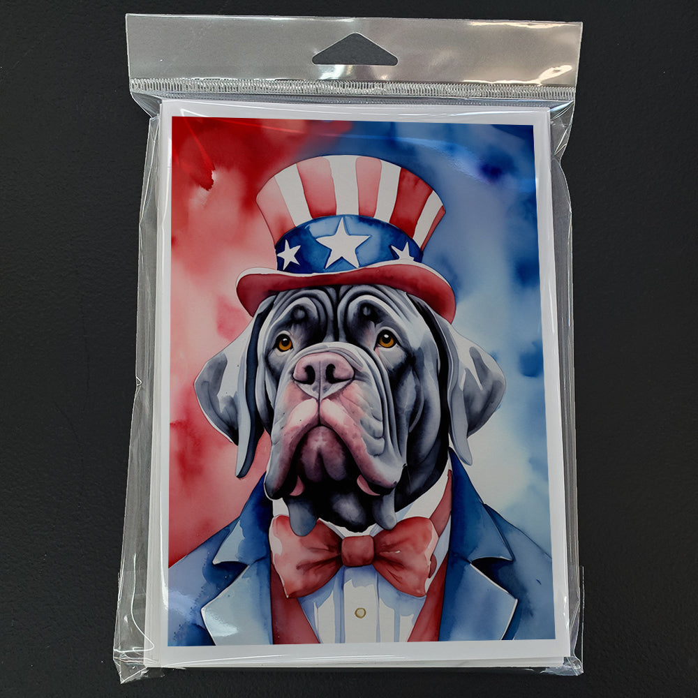 Neapolitan Mastiff Patriotic American Greeting Cards Pack of 8