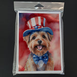 Norfolk Terrier Patriotic American Greeting Cards Pack of 8