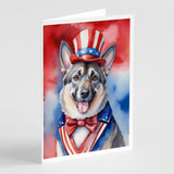 Norwegian Elkhound Patriotic American Greeting Cards Pack of 8