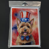 Norwich Terrier Patriotic American Greeting Cards Pack of 8