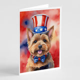 Norwich Terrier Patriotic American Greeting Cards Pack of 8